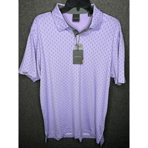 Dunning Golf Men’s NWT Aster Polo Purple Pattern Short Sleeve Shirt Size Medium - Picture 1 of 10
